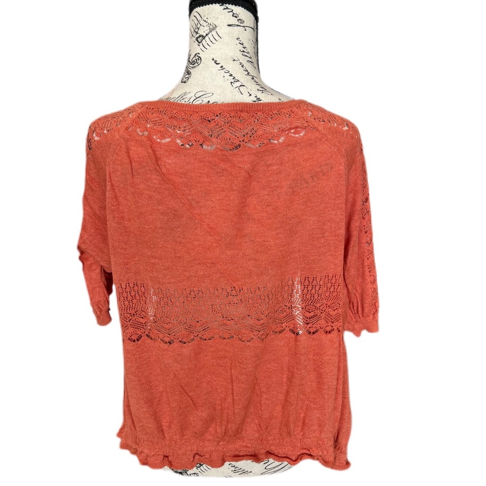 Coral orange cardigan with some lace preowned